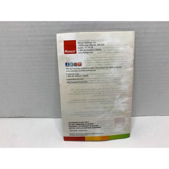 Manual booklet Ronco Ready Grill Instructions & Recipe Booklet 2014 - Picture 2 of 2